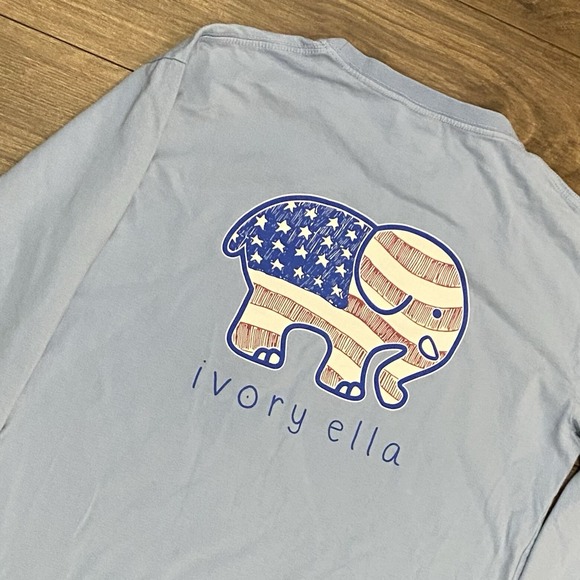 ivory ella Tops - Ivory Ella women's medium elephant‎ USA Blue long sleeve T-shirt Organic Cotton
